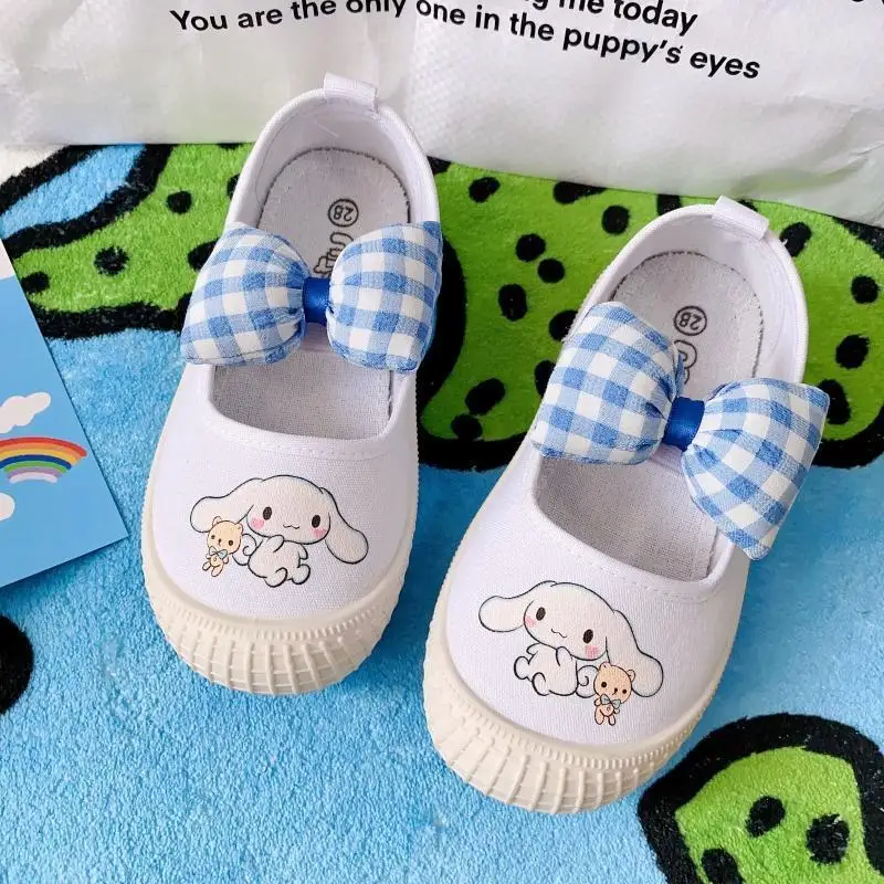 Anime Kuromi Cinnamoroll Kids Canvas Shoes Students Flat Shoes Cartoon Soft Sole Shoes Cute My Melody Shoes Non Slip Girls Gift