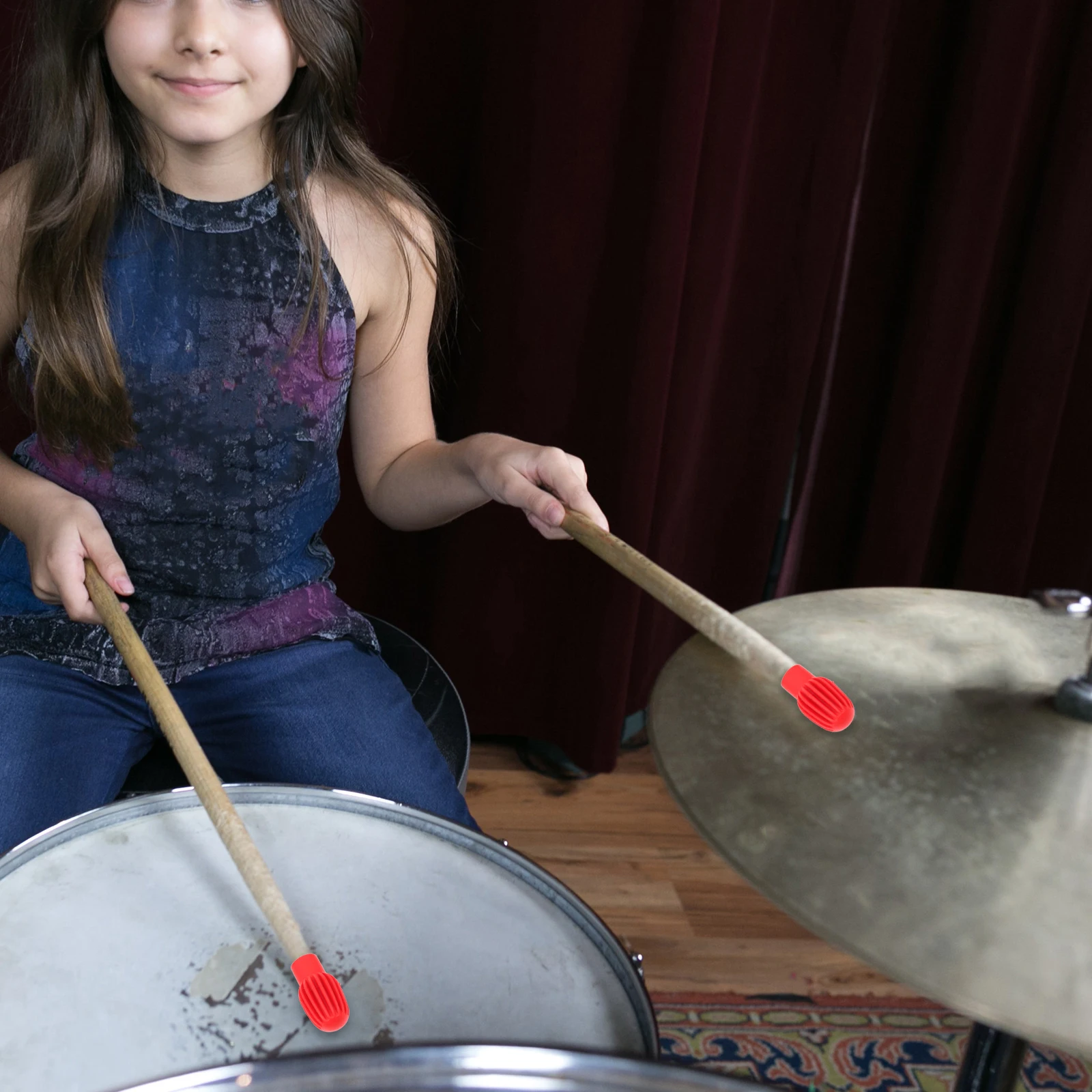 

4pcs Drum Stick Covers Silicone Mute Protectors Dampeners Small Size Light Weight Drum Accessories Musical Instruments