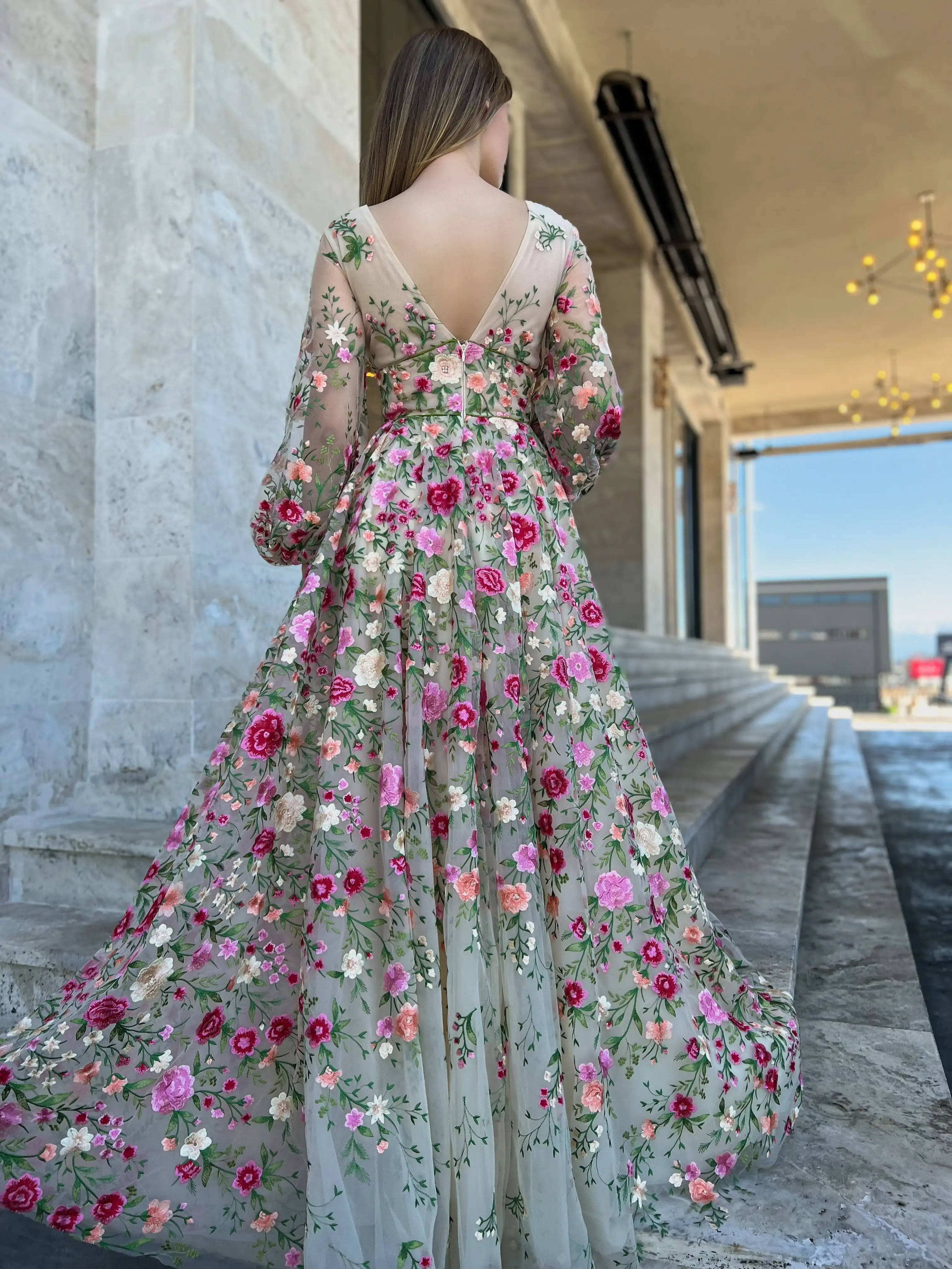 Amanda Prinzen Wildflower Träumerei Kleid süße 3d Blume Ballkleid 2023 Fee A-Linie geschwollene Ärmel Party kleid فساتين مناسبة رسمية