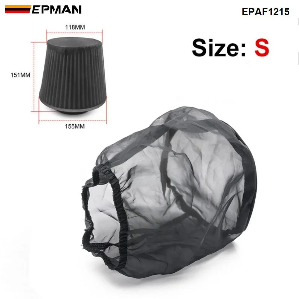 EPMAN Universal Car Cone Air Filter Protective Cover Waterproof Oilproof Dustproof for High Flow Air Intake Filters Black