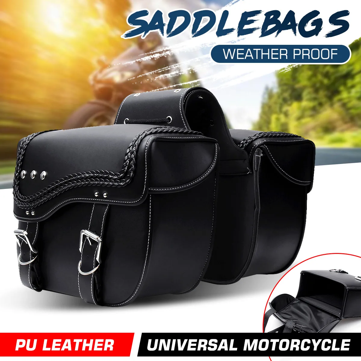 1Pair Motorcycle Saddle Bags PU Leather Side Tool Bag Luggage Storage Pouch Waterproof For Honda For Yamaha For Suzuki