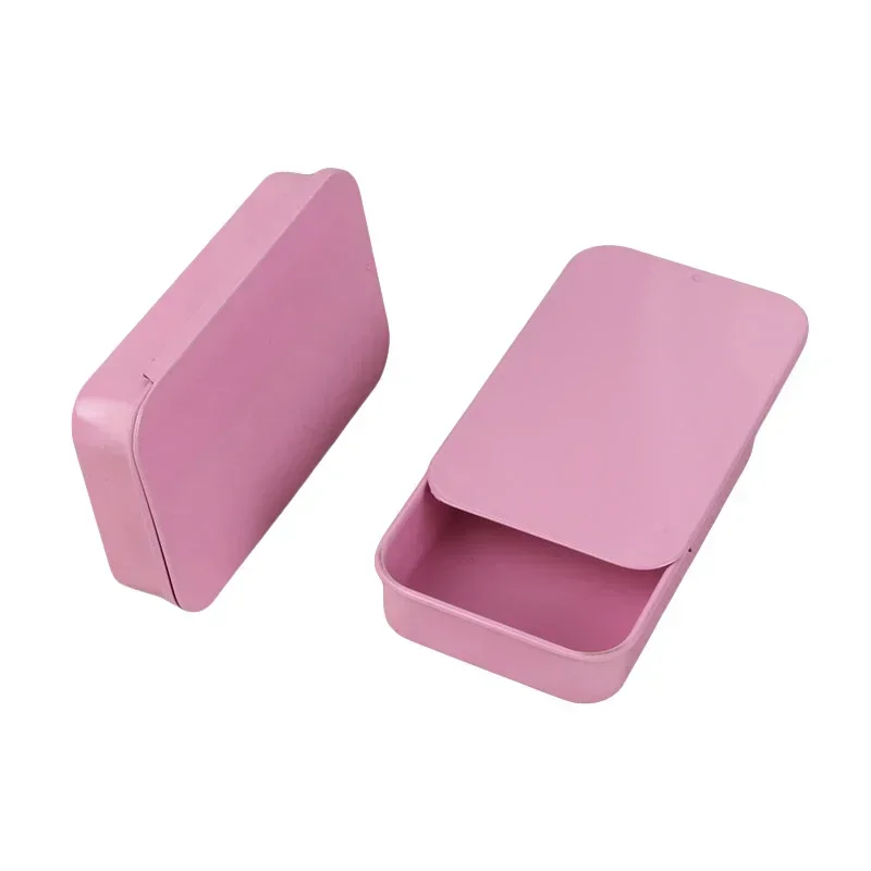 10Pcs Metal Rectangular Empty Mini Tin Box Bins Jar Slide Cover Storage Box Portable Containers Push Organizer Candy Pill Cases