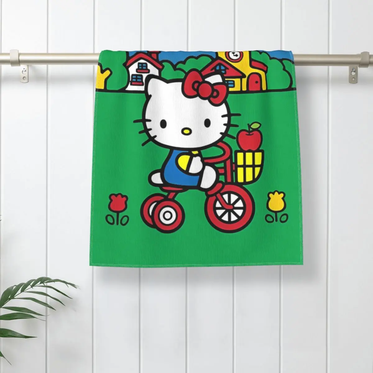 مناشف ركوب الدراجات المضحكة هالو كيتي، مناشف يد كرتونية من الألياف الدقيقة عالية الامتصاص للاستحمام في الحمام #4