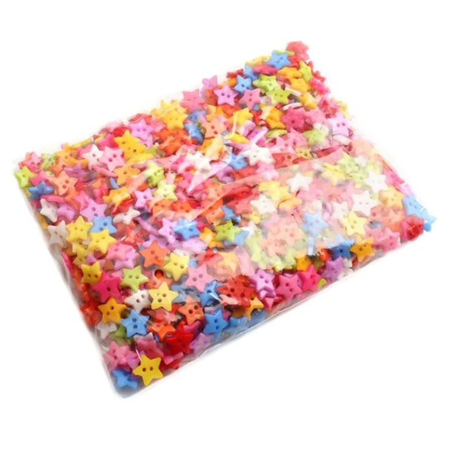 

500 Pcs Colorful Star Shape Sewing Plastic Buttons DIY Craft Button Painting Kit