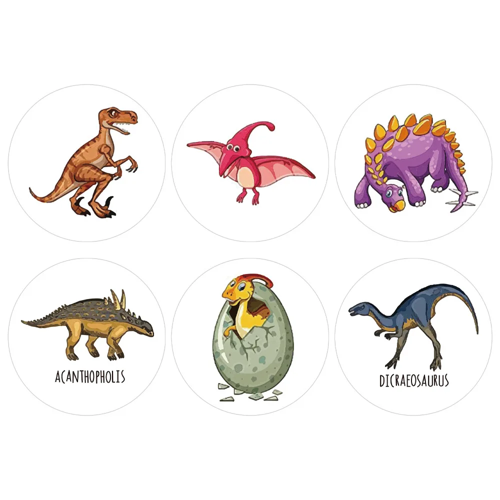 100-500pcs 1inch Cartoon Dinosaur Animal stickers for kid Teacher Reward Encourage Sticker Stationery for Boy DIY Sticker