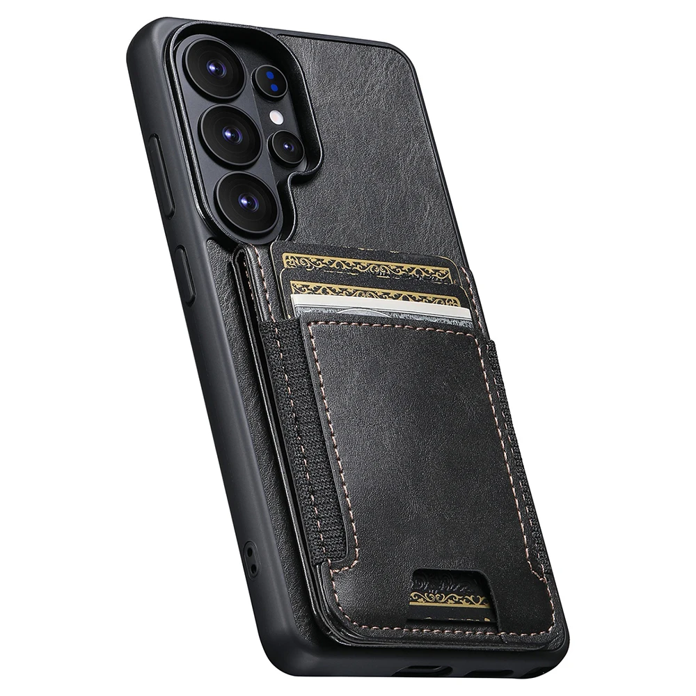 

For Samsung Galaxy S26 Plus S26 Ultra Detachable Magnetic Wallet Leather Oil Wax Pattern Card Holder 2 in 1 Case