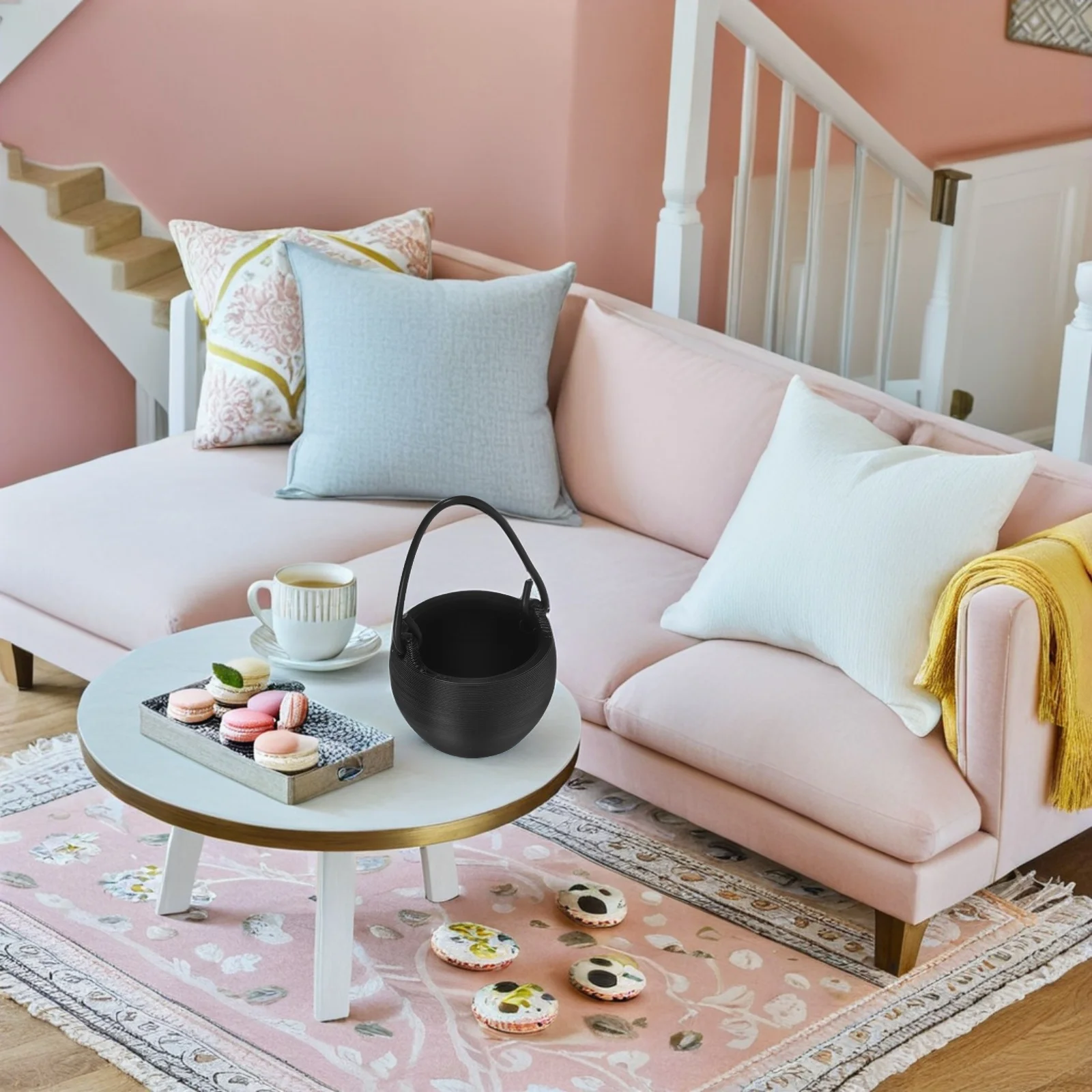 20 Stück Mini-Kessel-Töpfe, Halloween-Party-Dekorationen, kleine Süßigkeitenbehälter aus Kunststoff mit Griff, Figuren, Ornament, Spukhaus