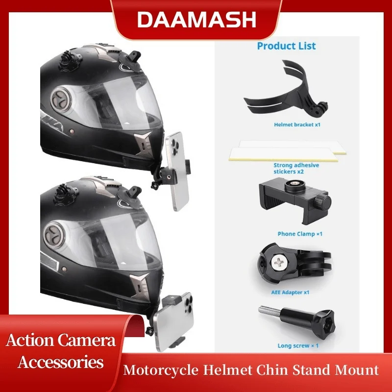 Imagen 3: Soporte de barbilla para casco de motocicleta, soporte de montaje para GoPro Hero 13 12 10 9 8 7 6 negro Sjcam DJI Akaso Camera Go Pro, accesorios