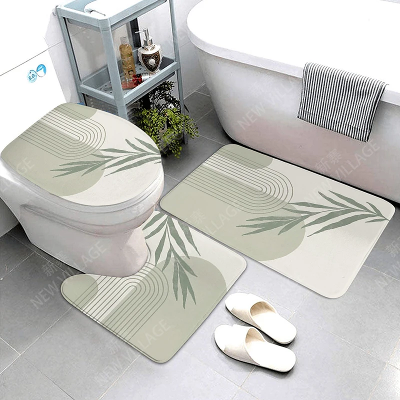 Anti-slip Bath Mat Bathroom Rug Shower Mat Decorative Absorbent Foot Mat Entrance Bathtub toilet rug boho Nordic leaf plant