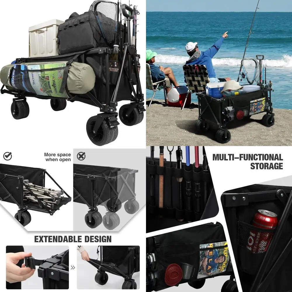 

Large Capacity Metal Garden Cart with Detachable Sides and 10 Wheels, Heavy-Duty Utility Wagon for Outdoor Use with 650LB Load C