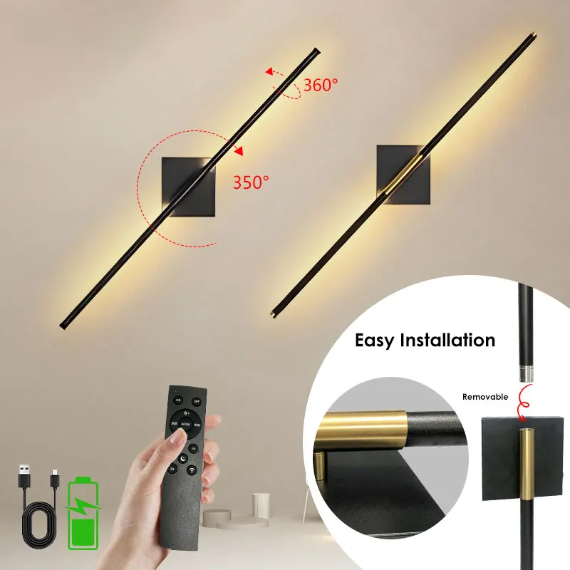 

Wireless Battery Operated LED Wall Lights with Remote Control USB Rechargeable Wall Lamps 3CCT Touch Dimmable LED Wall Sconce