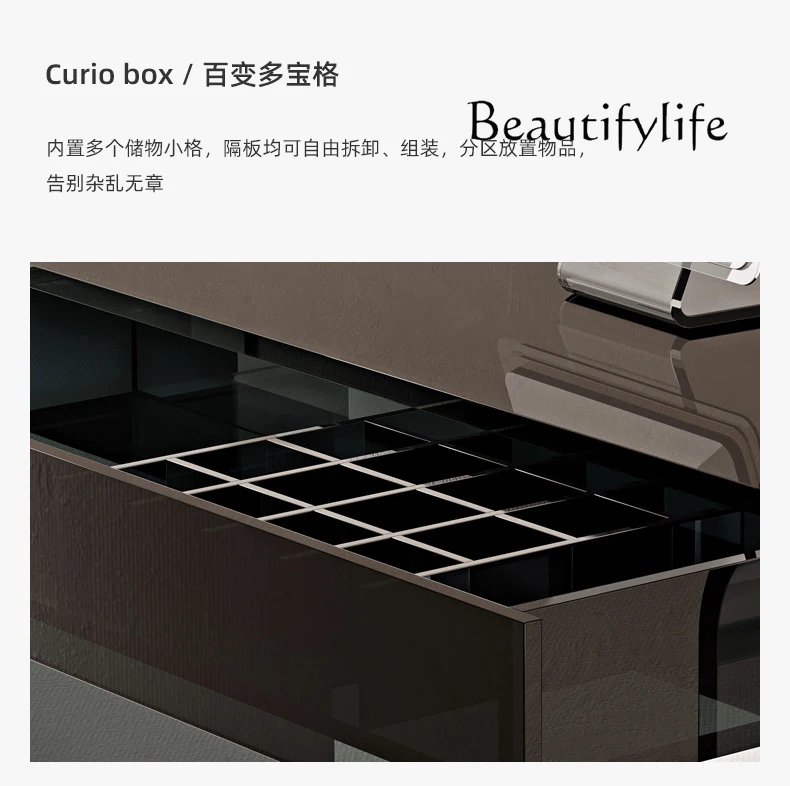 Transparent acrylic design dresser storage black crystal makeup table light luxury creative desk