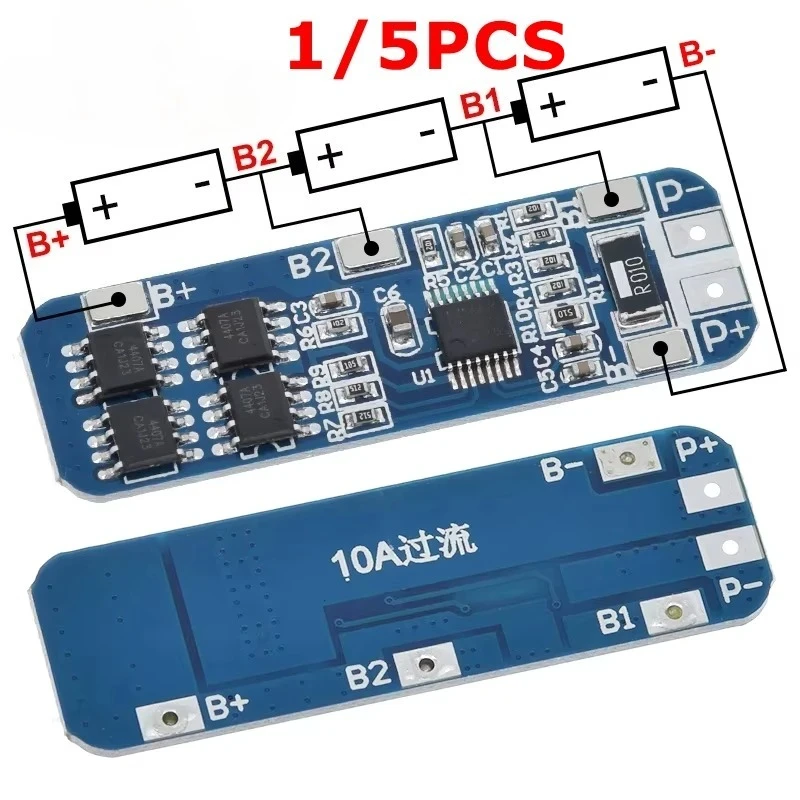 1/5PCS 3S 12V 18650 10A BMS Charger Li-ion Lithium Battery Protection Board Circuit Board 10.8V 11.1V 12.6V Electric