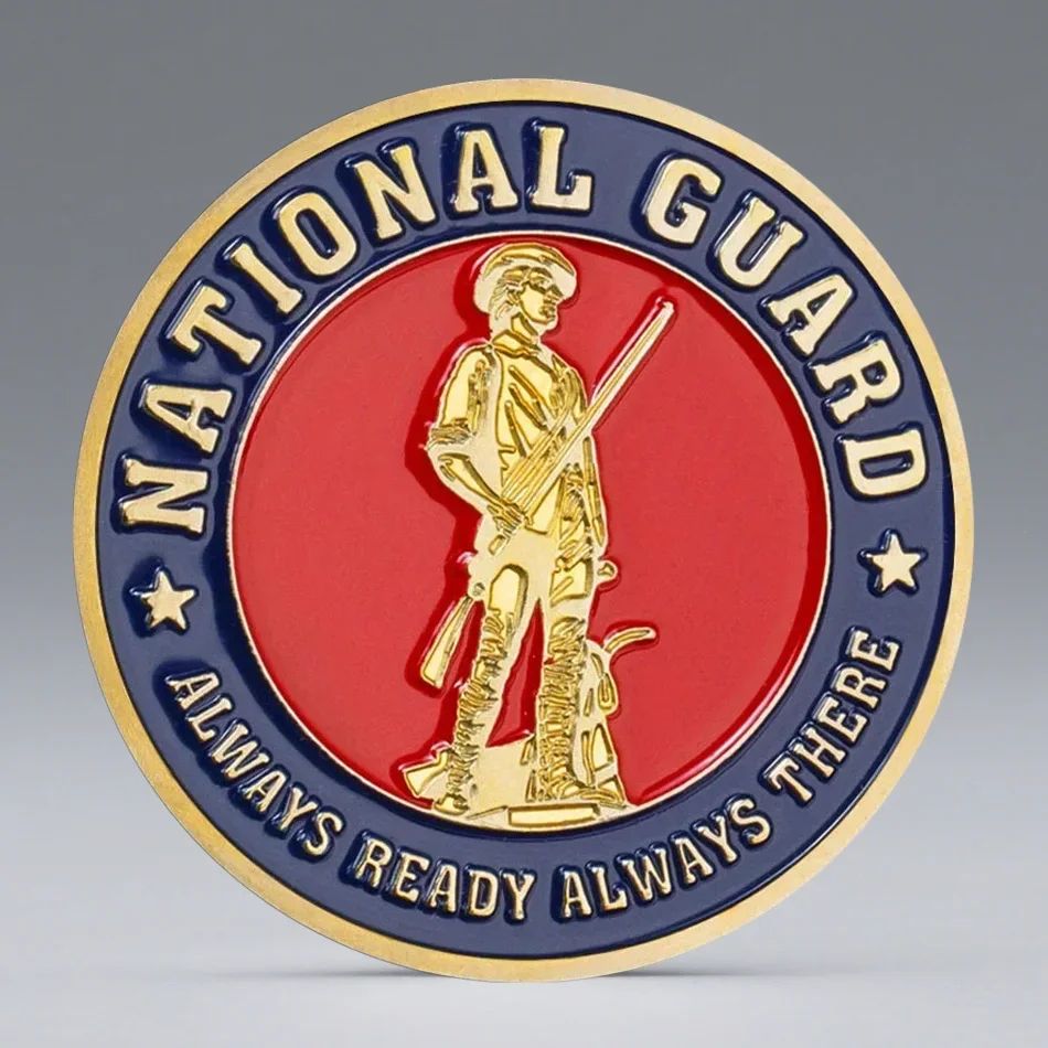 U.S National Guard Gold Plated Challenge Coins Already Ready Always There Souvenir Coin Home Decoration