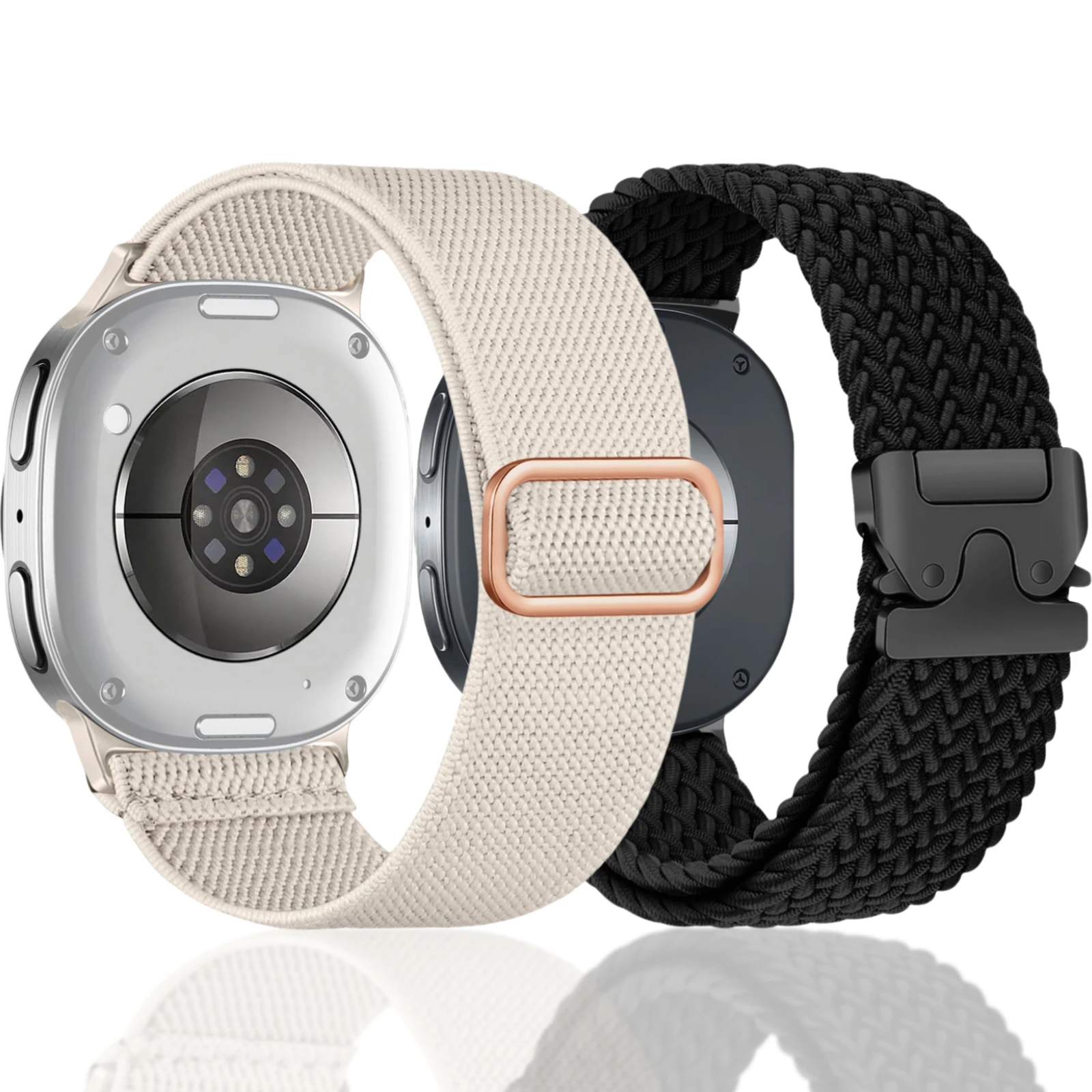 Pacote com 2 Pulseiras Trançadas para Samsung Galaxy Watch 8 Band 40mm 44mm/8 Classic 46mm para Mulheres e Homens, Fivela Ajustável