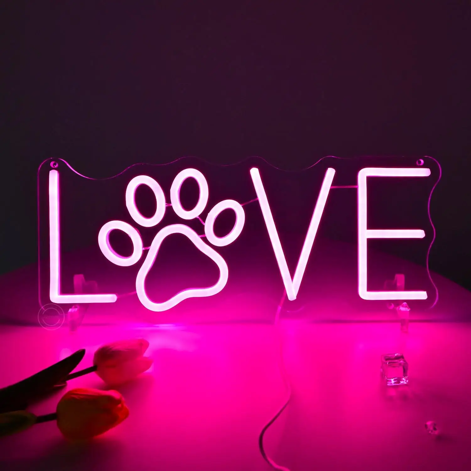 Love Paw Neon Sign USB Dimmable LED Light for Pet Room Bedroom Living Room Dog Cat Lover Themed Wall Art Decor Special Gifts view 2