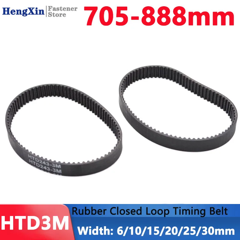 

Belt Perimeter 705mm To 888mm HTD3M Timing Belt Rubber Closed Loop Synchronous Belt Width 6 10 15 20 25 30mm Pitch 3mm Arc Tooth