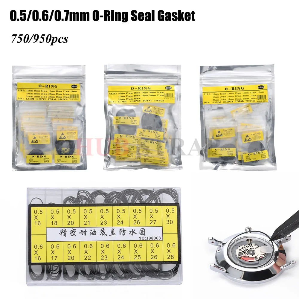 Watch Repair Tools Watch Case Rubber Waterproof O-Ring Oil-resistant Watch Bottom Cover Gasket 0.5/0.6/0.7mm O-Ring Seal Gasket
