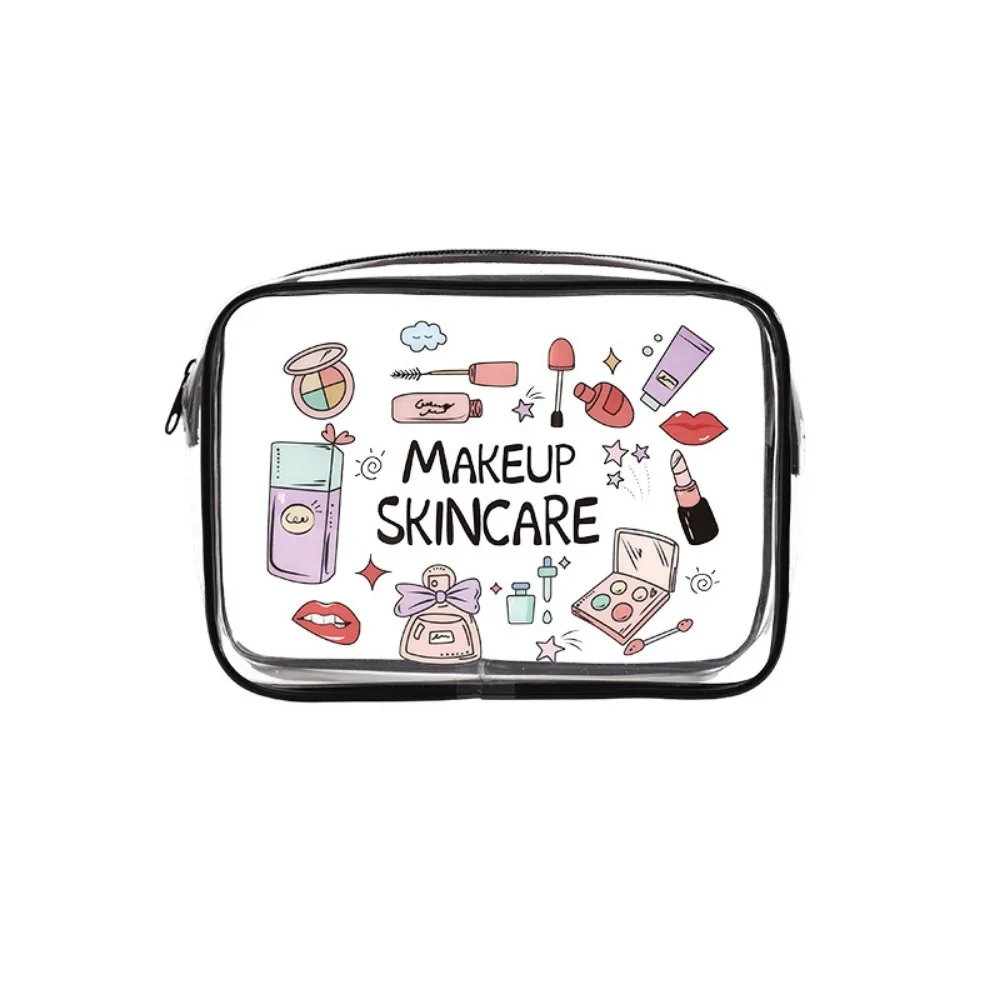 

Прозрачная косметичка большой емкости с мультяшным узором, сумка для хранения на шнурке, многофункциональная косметичка, повседневная одежда