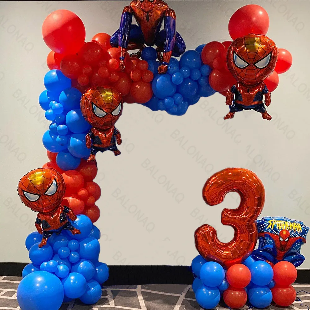 1Set 3D Big Spiderman Hero Foil Balloons Number The Avengers Birthday Party Decorations Kids Iron Man Inflated Toy Gifts