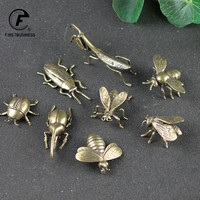 8 Style New Design Brass Insect Clan Figurines Miniatures Solid Tea Pet Funny Beetle Crafts Collection Desktop Small Ornaments