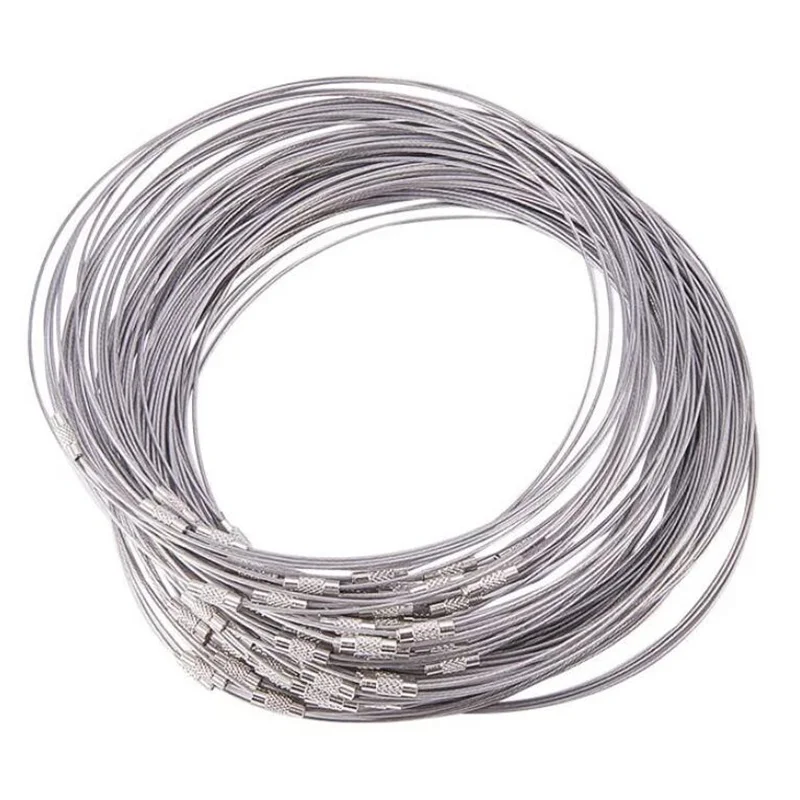 10Pcs/Lot 46cm Silver Stainless Steel Necklace Jewelry Wire Cord Craft Accessoires Keyring Making Choker Bracelets DIY Tool