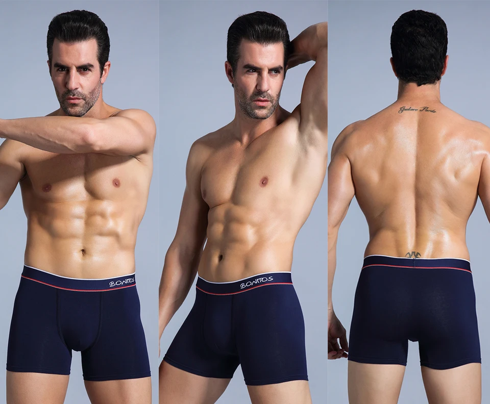 3er-Pack Herren-Unterhosen BONITOS mit elastischem Bund, Boxershorts, klassische Marken-Unterwäsche für Männer, Baumwoll-Boxershorts – Detail 11