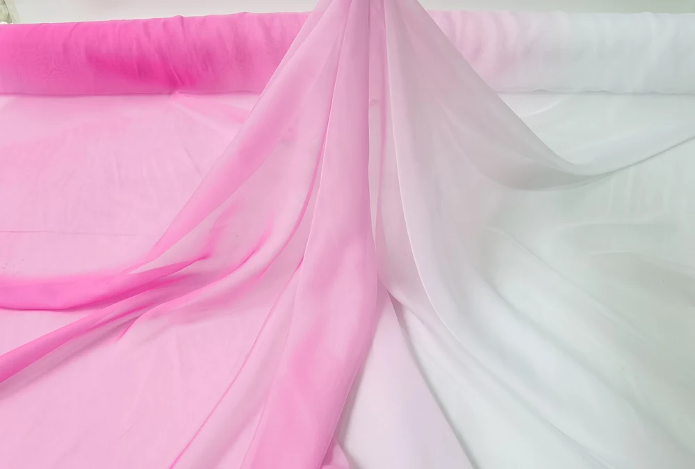 Farbverlauf-Imitat-Seidenstoff 30D Chiffon-Gewebe für Kleider, 2-Farben-Stoff für Tanzkleidung, Hochzeitsstoff Meterware – Detail 19