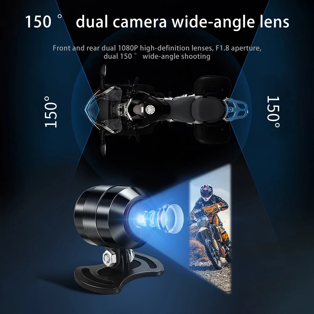 Motorcycle Dash Cam GPS Wifi Wireless Carplay DVR 5inch Driving Video Recorder IP67 Waterproof Dual 1080P Bluetooth Moto Monitor