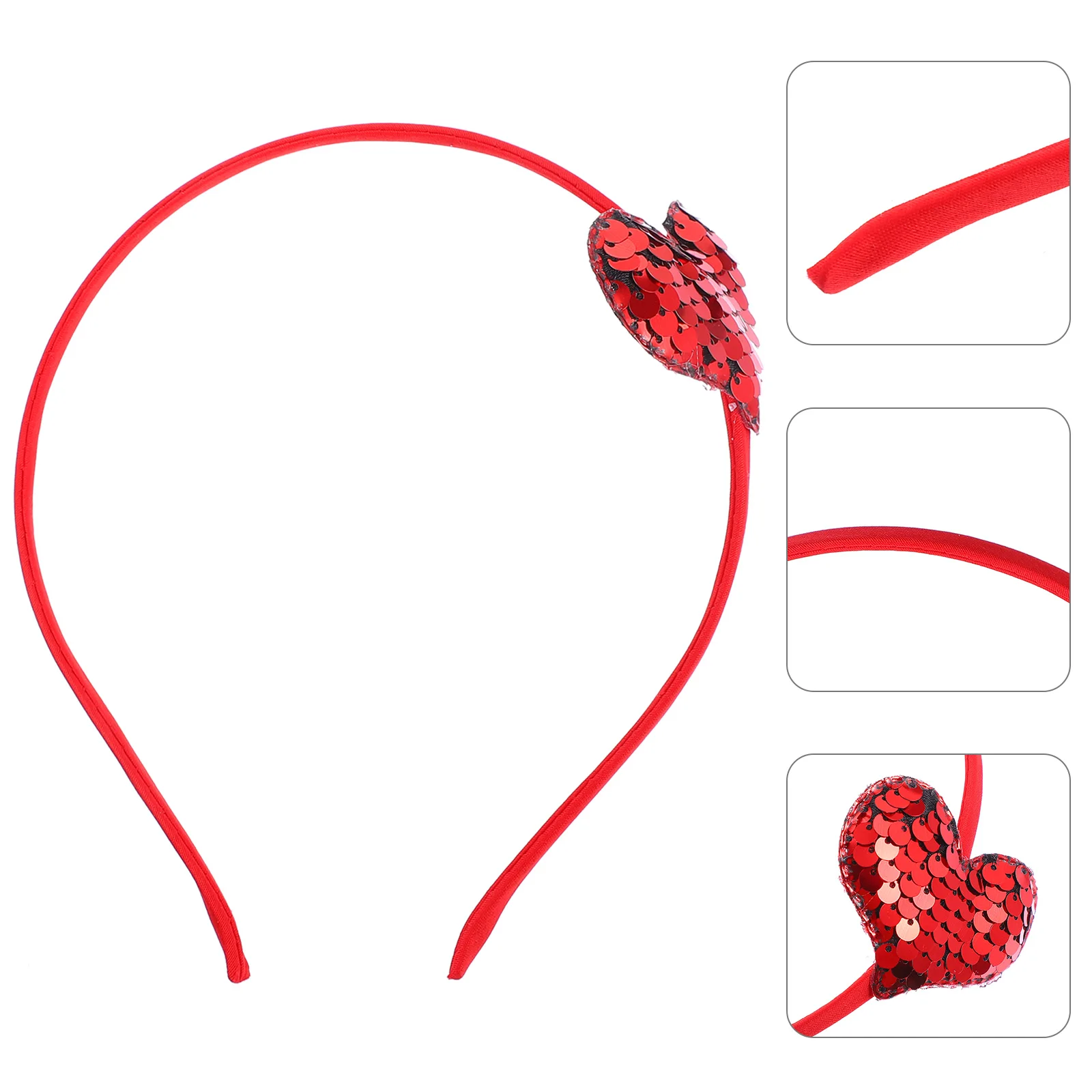 

6pcs Heart Headbands Sequins Lightweight Valentine Hairband Hairstyling Accessories Party Decoration
