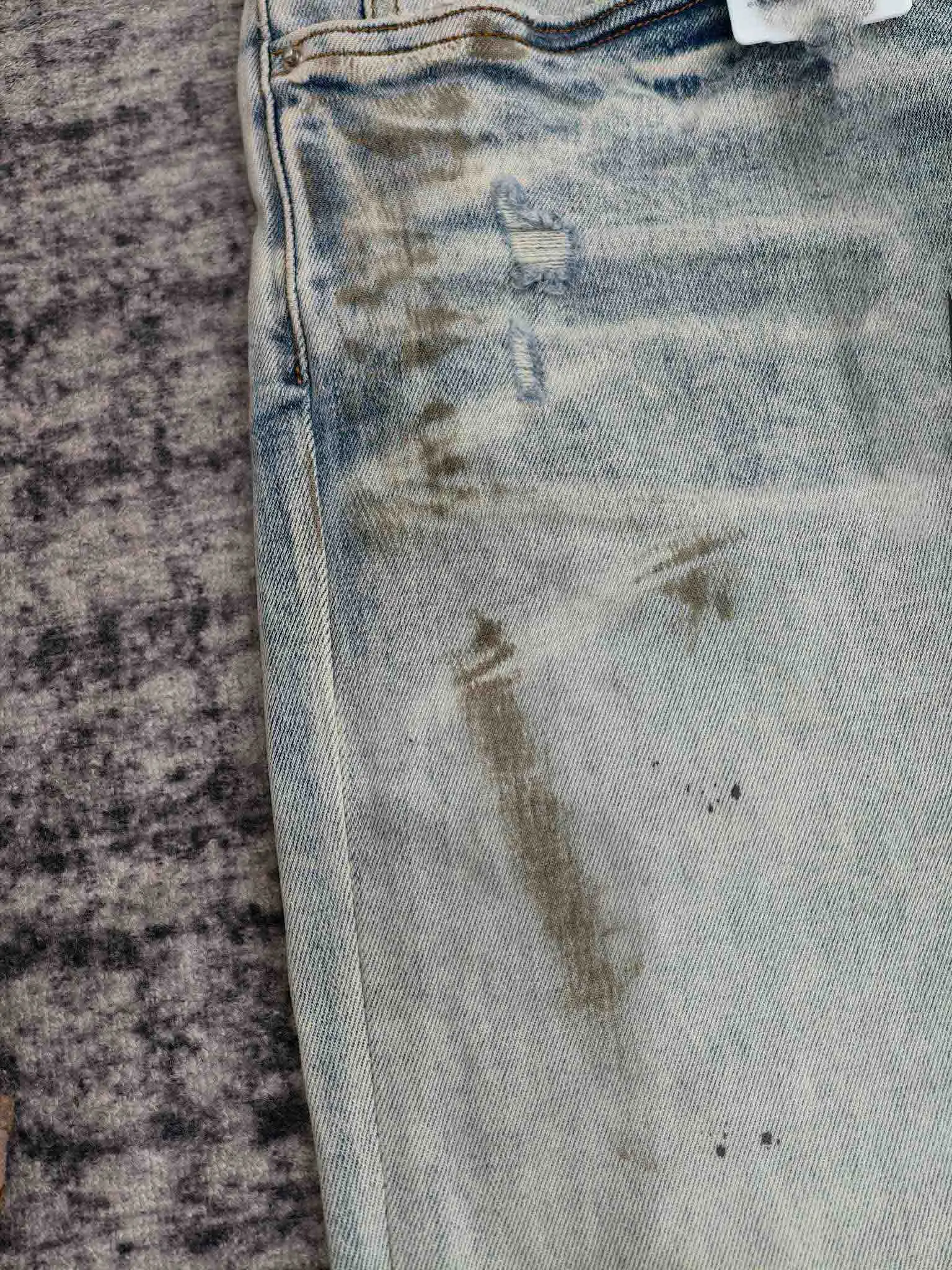 جينز رجالي متسخ ومغسول باللون الوردي مضلع #2