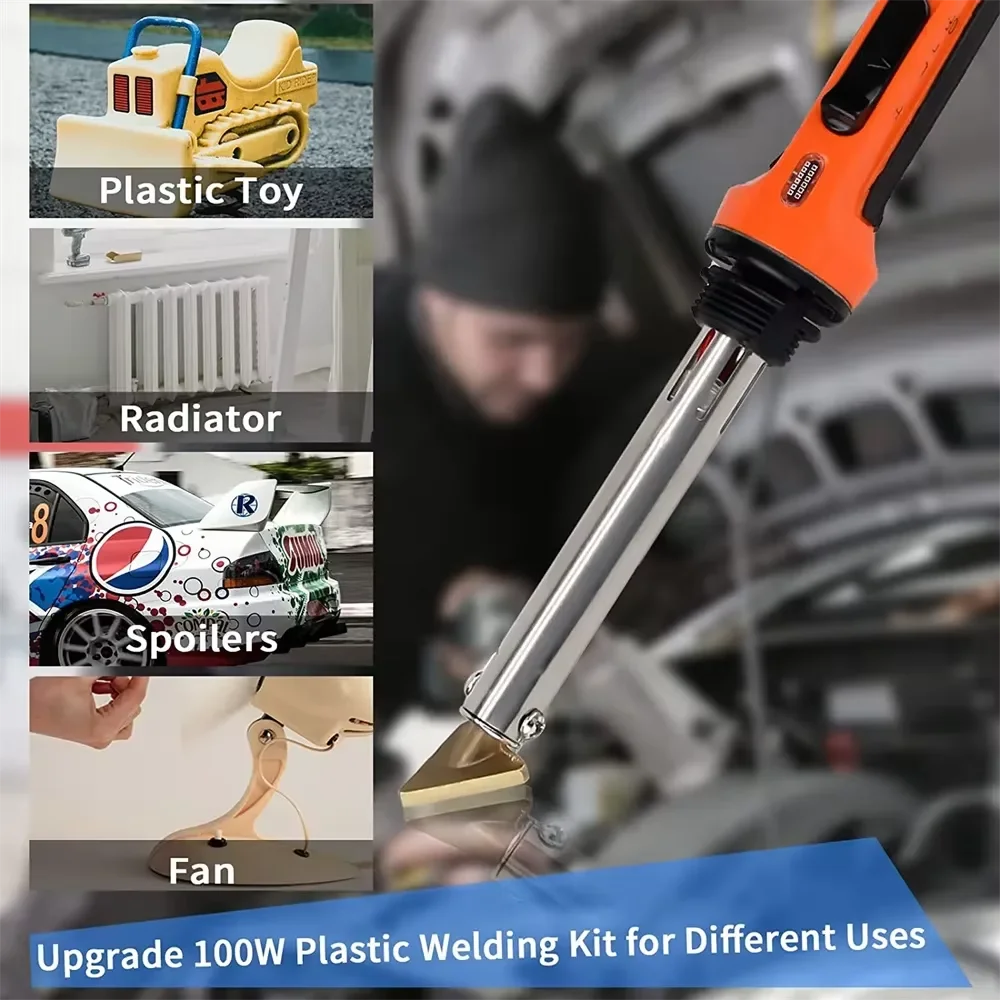 100W Plastic Welding Kit Car Bumper Repair Welder Smoothing Tool Temperature Control with Indicator for DIY