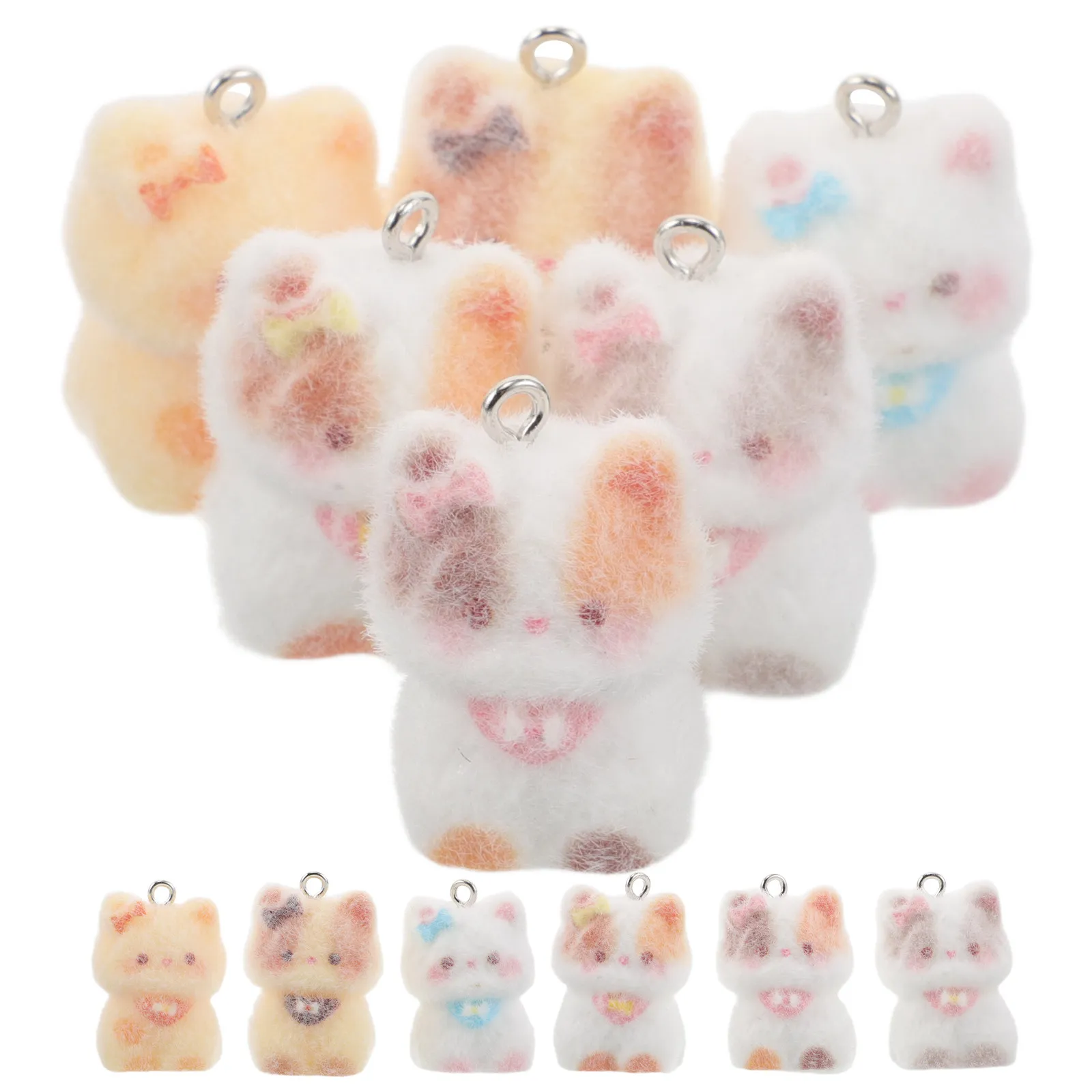 12Pcs Cute Cat Keychain For Phone Chain Accessories Christmas Stocking Fillers Coffee Resin Charm Soft Texture