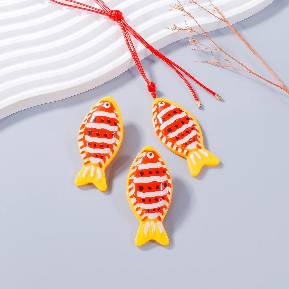 2024 ZAA Fish-shaped Earrings Necklace for Women Vintage Boho Style Colorful Acrylic Resin Fish Earrings Necklaces Jewelry Gifts