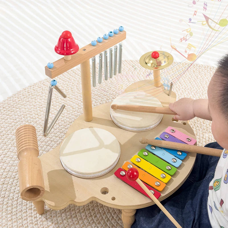 Montessori Bildung Beschäftigt Brettspiele Holz Multifunktionale Percussion Trommeln Musikinstrument Kleinkind Spielzeug Sensorischen Spielzeug Geschenk