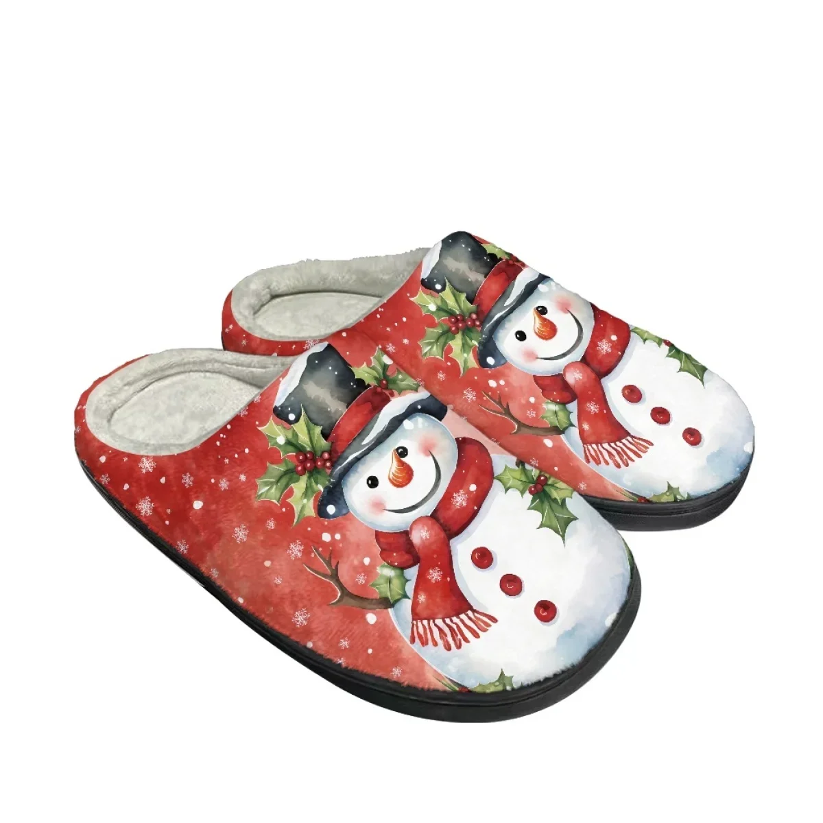 Zapatillas de casa cálidas de algodón para mujer, zapatos planos antideslizantes para dormitorio, diseño navideño, invierno, envío directo