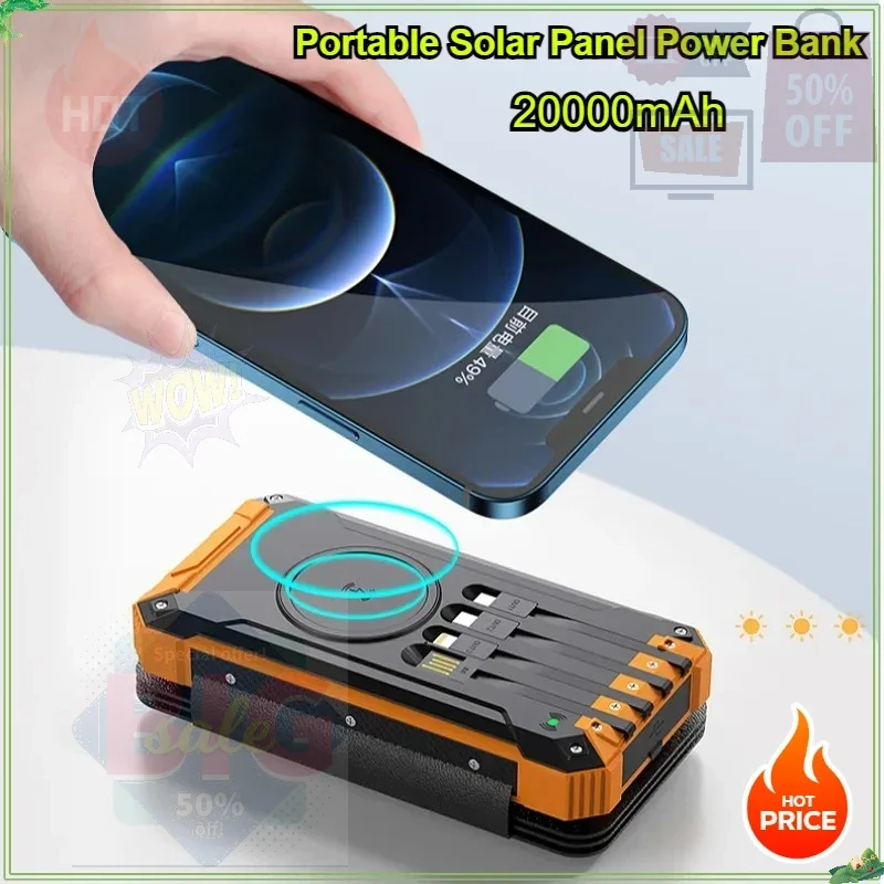 

20000mAh Portable Solar Panel Power Bank 12V 5V Usb Portable Solar Cell Solar Panels with Battery Charger for Phone Power Bank
