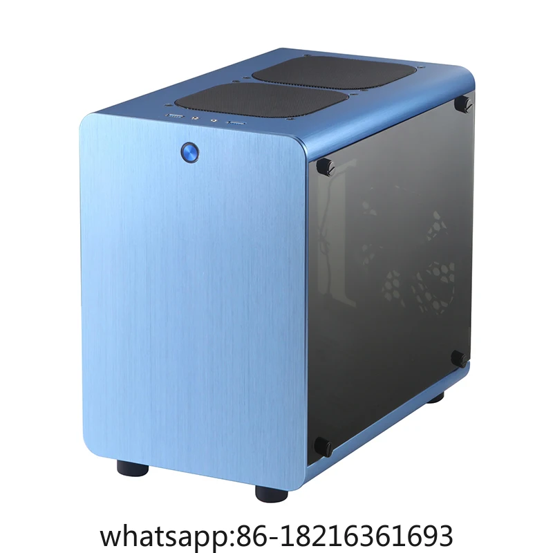 SKTC Q2 Aluminum Shell Iron Frame Chassis Glass Side Transparent Mini Steel Cannon ITX/uATX Brand New Standard Fan.