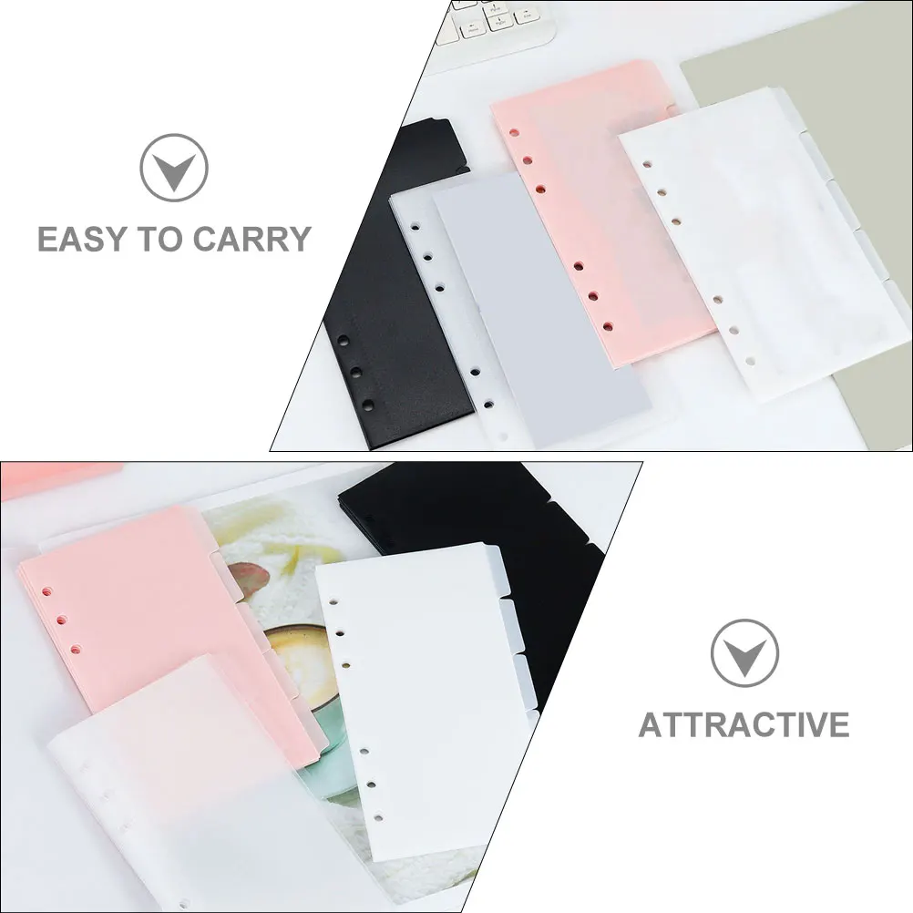 

1 Set 6-Hole Thick Plastic Binder Pockets Refill Storage Bags For Office Supplies Documents Business Cards Pouches Organizing