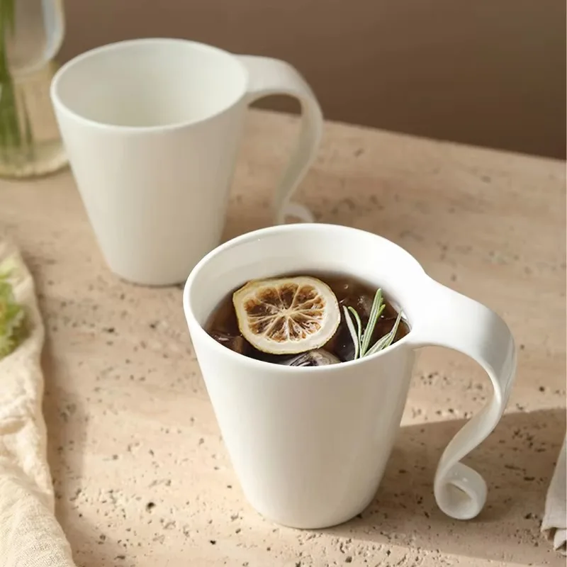 380ml Creative Design of White Coffee Cups Ceramic Cups Concentrated Lattes Drinks Milk Cups Juice Mugs and Household Drinks