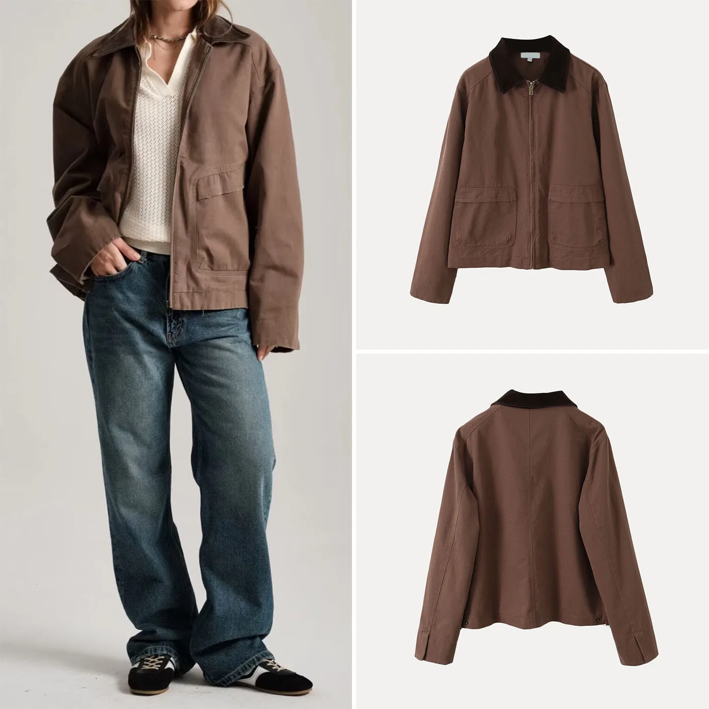 

Новинка осени 202, женское модное индивидуальное темпераментное пальто в стиле ретро с цветовым воротником, куртка Z, бренд