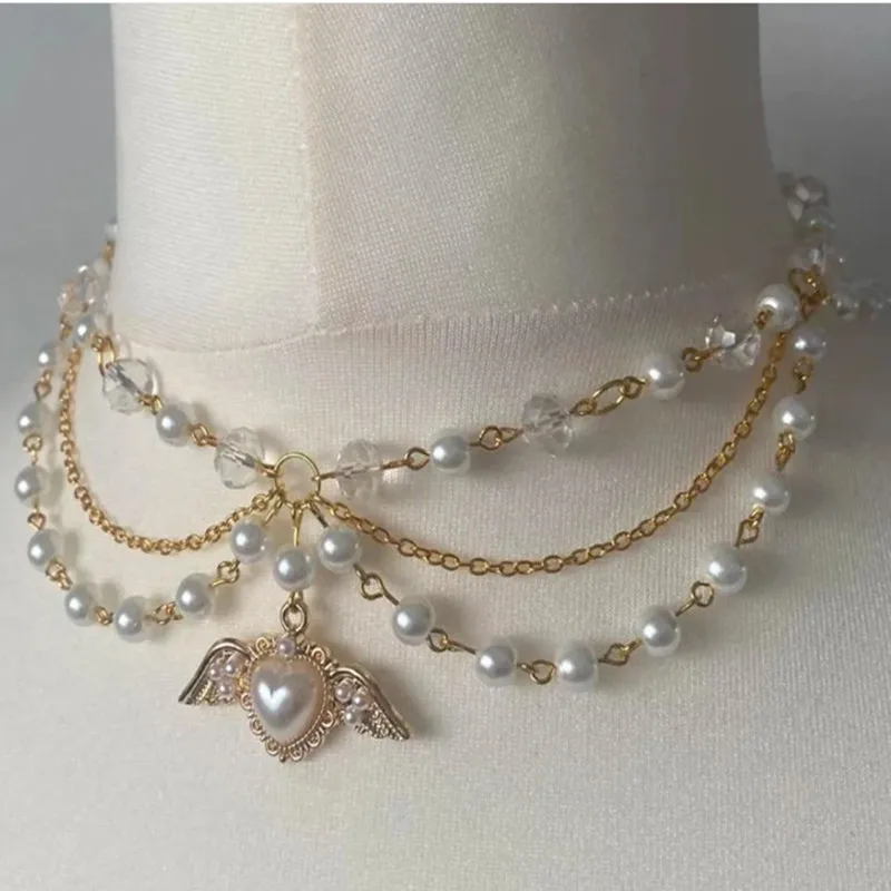 Rosary Cottagecore Victorian Romantic Vivienne Lana Pearl Wiccan Jewelry/Faerie Statement Necklace/choker chain/choker set/Fairy