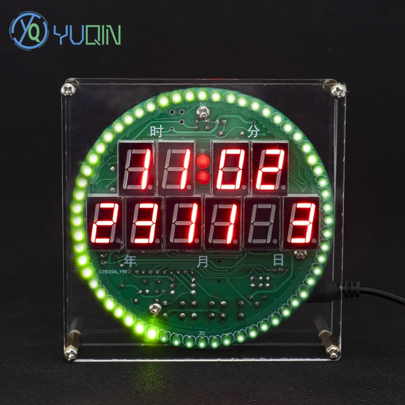 LED Rotating Perpetual Calendar Electronic Alarm Clock DIY Kit Learning to Solder Circuit Boards and Assemble Spare Parts