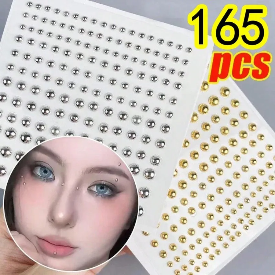 165pcs Non Piercing Fake Nose Lip Sticker Disposable Belly Eyebrow Lip Piercing Jewelry Non Piercied Earring Button Stickers