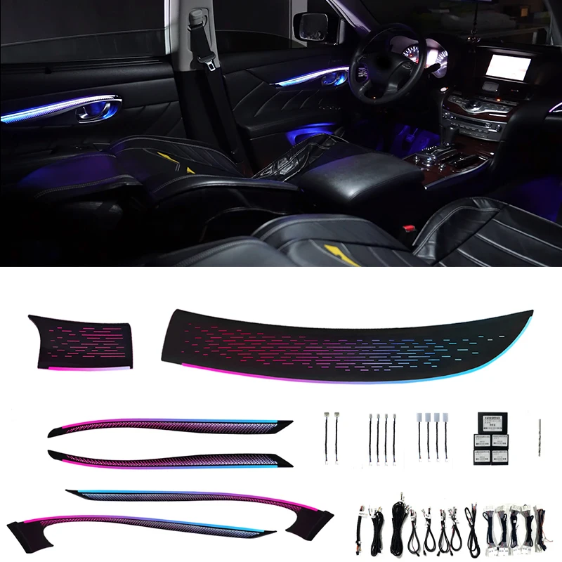 

For Infiniti Q70 Q70L M25 M35 M37 M56 2011-2021 Car Ambient Light Symphony Atmosphere Lamp APP Control Dashboard Door Decoration