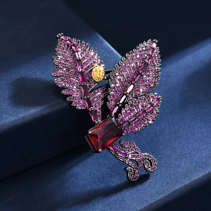 

Pink Crystal Purple Cubic Zirconia Butterfly Brooches High-end Women Luxury Design Suit Coat Corsage Pin Delicate Accessories