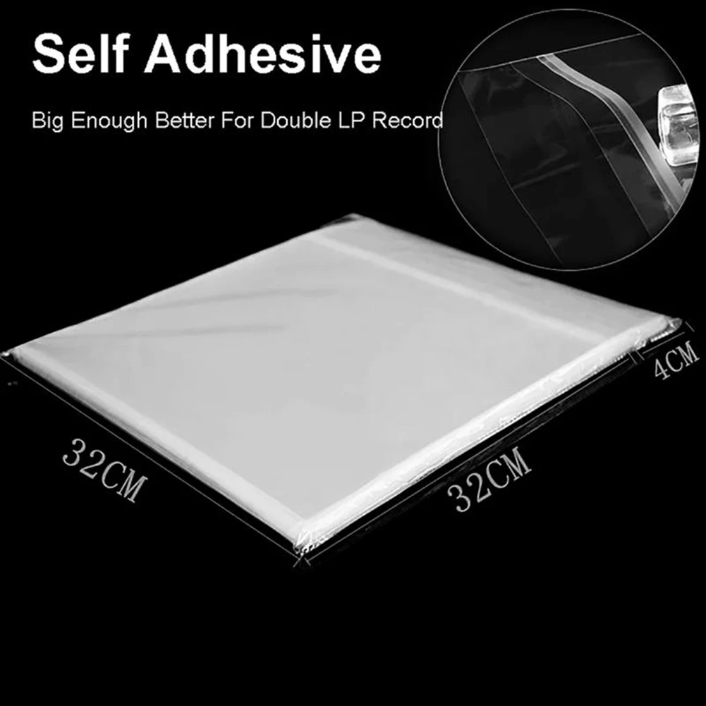 50PCS OPP Gel Record Protective Cover for Turntable Player LP Vinyl Record Bag Flat Open