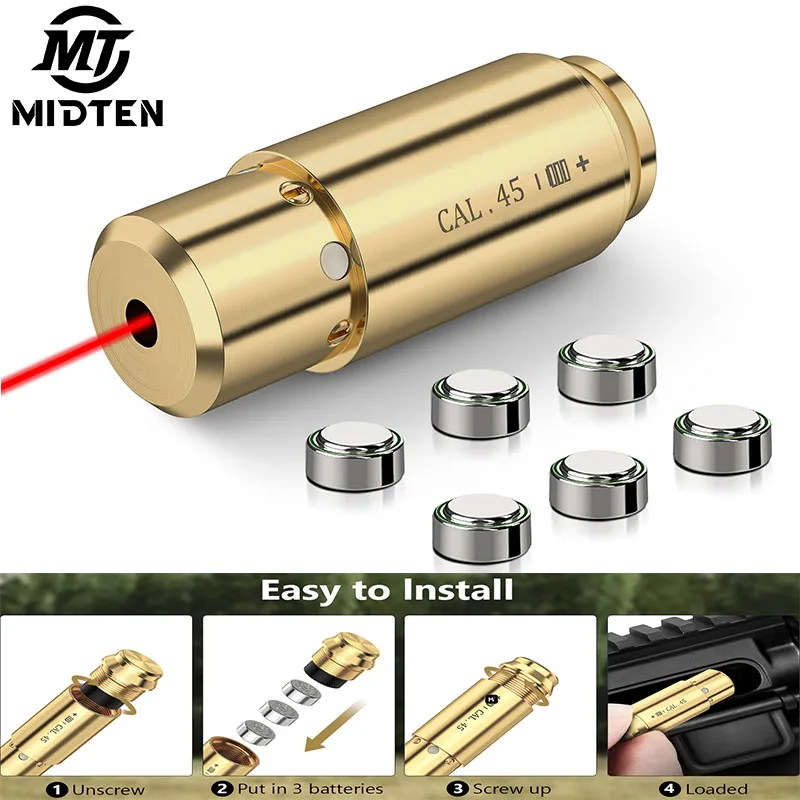 

MidTen Red Dot Bore Sight Laser .45acp 20-Gauge 7.62x54R Fit Handgun Rifle Picatinny Mount with Extra Batteries Hunting