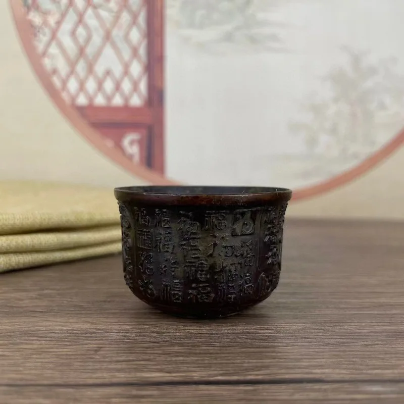 Brass antiqueware, Baifu wine cup, tea cup, home decoration, cup, vintage item