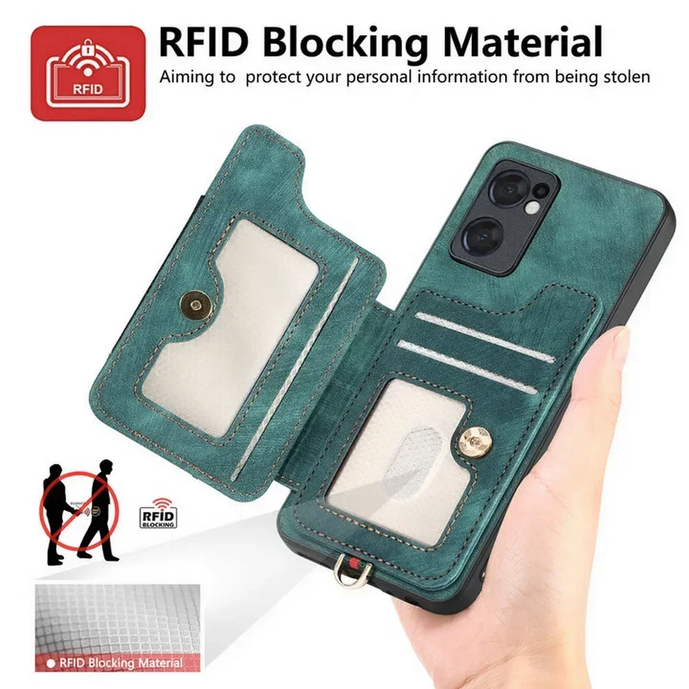 Reno11 F 11F 10 11 12 Pro 5G RFID Luxury Case For OPPO Reno 12 FS Leather Back Cover Reno 5 6 7 8 Lite 5F 5Z 7Z 8Z 12F Funda